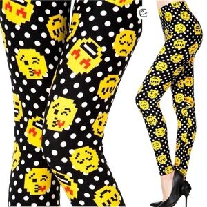 NWT! PLUS POlKA DOT EMOJIS BUTTER SOFT BRUSHED COMFY WOMAN'S LEGGINGS